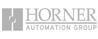 The words Horner Automation Group in gray with a large gray H positioned to the left