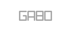 The word Gabo in uppercase gray letters
