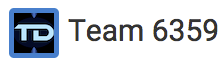 The words Team 6359 in black with a blue square next to it with TD in the center