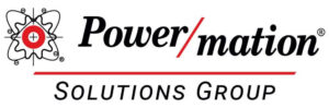 The word Power/mation in black with a red underline and the words Solutions Group underneath it with the Power/mation logo next to it