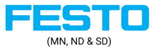 The word Festo in blue lettering with the words (MN, ND & SD) in black underneath it