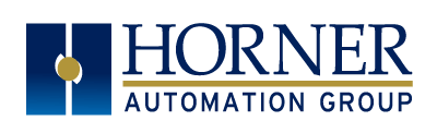 The word Horner in uppercase navy letters with a gold underline, the words Automation Group in navy blue underneath that, and a large navy and gold H to the left of the words