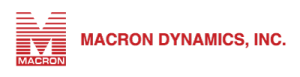 The words Macron Dynamics, Inc. in red with a large red M to the left of it