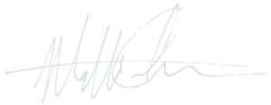 Matt Carlson's signature in white ink