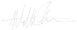 Matt Carlson's signature in white ink