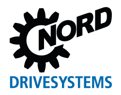 The word Nord in black with a black gear circling in the N and the word drivesystems in blue underneath it