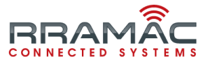 The word RRAMAC in uppercase black letters with a red signal icon coming out of the second A and the words Connected Systems underneath it in red